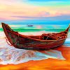 Wooden Boat by the Ocean Paint By Numbers