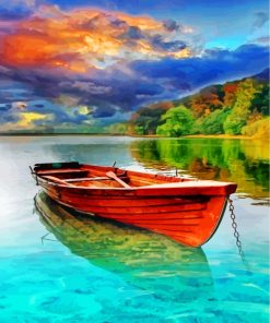 Wooden Boat by Lake Paint By Numbers