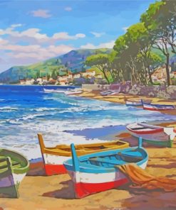 Coastal Boats Beach Paint By Numbers