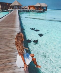 Girl in Tropical Bora Bora Paint By Numbers