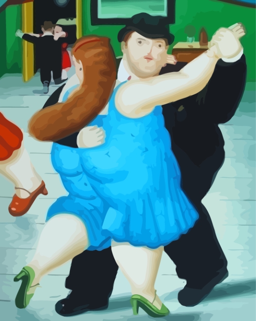 finishing Botero Couple Dance artwork