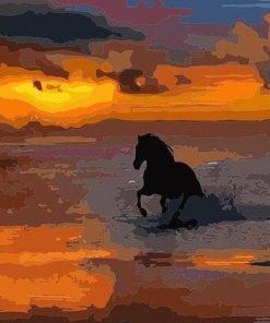 Horse at Golden Sunset Paint By Numbers