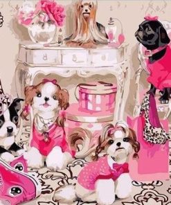 Pink Dress Dog Paint By Numbers