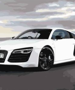 White Audi R8 Sport Car Paint By Numbers