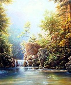 Summer Waterfall Landscape Paint By Numbers