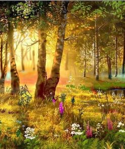 Sunlit Forest Scene Paint By Numbers