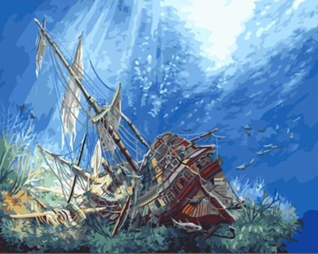 Shipwreck Ocean Scene Paint By Numbers