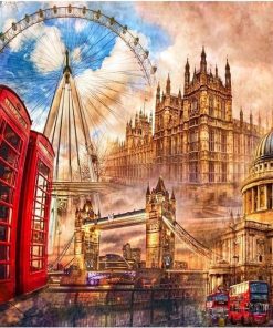 London Red Bus Cityscape Paint By Numbers