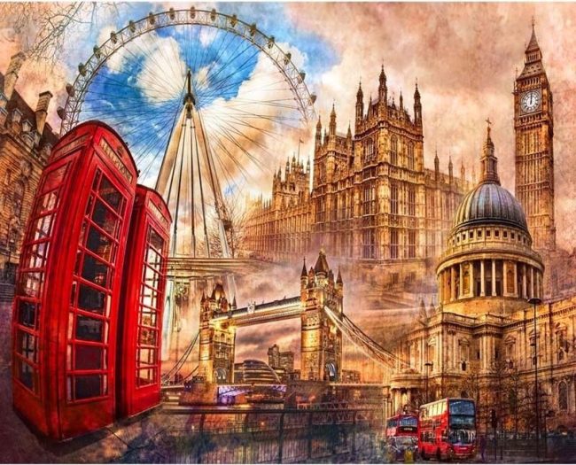 London Red Bus Cityscape Paint By Numbers