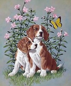 Dogs and Butterflies Paint By Numbers
