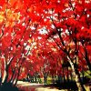 Red Tree Flower Palette Knife Paint By Numbers