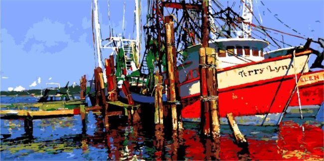 Seascape Fishing Boat Aesthetic Paint By Numbers