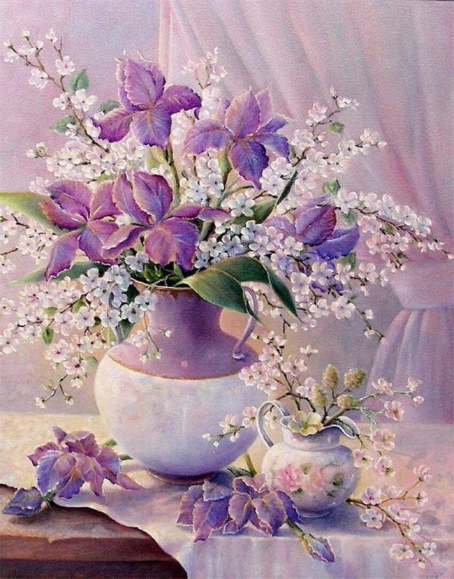 Romantic Purple Flower Art Paint By Numbers