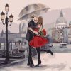 Romantic Honeymoon: Couple with Umbrella Paint By Numbers