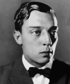 Buster Keaton Black White Celebrity Paint By Numbers