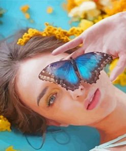 Blue Butterfly and Girl Paint By Numbers