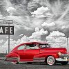 Red Classic Car Antique Style Paint By Numbers
