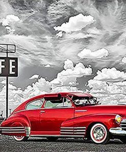 Red Classic Car Antique Style Paint By Numbers