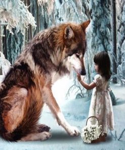 Wolf and Girl Painting Kit Paint By Numbers