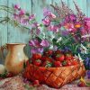 Strawberries and Flower Basket Paint By Numbers