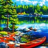 Canoe and Lake Landscape Paint By Numbers