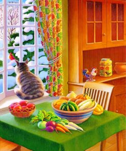 Kitten by Window Paint By Numbers