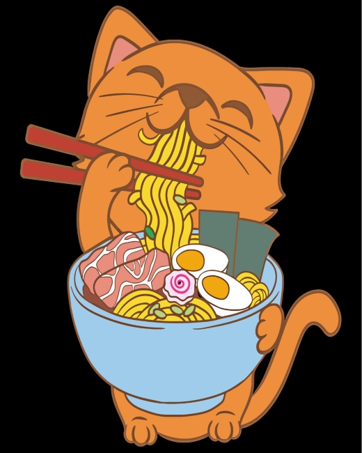 finalizing the Cat with Ramen Noodles artwork