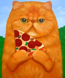 Fat Cat with Pizza Paint By Numbers