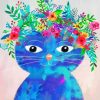 Blue Cats Floral Paint By Numbers