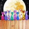 Colorful Cats Under a Full Moon Paint By Numbers