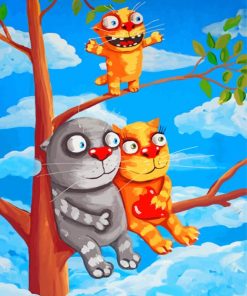 Fat Cats On Trees Paint By Numbers