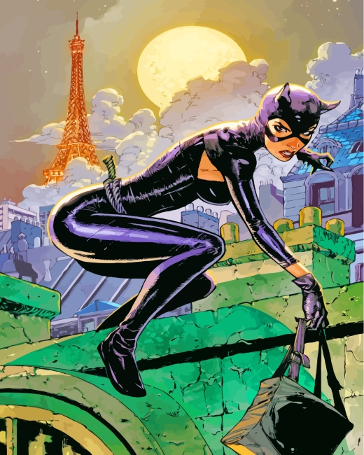 Finalizing Catwoman Superhero Experience Paint By Numbers artwork
