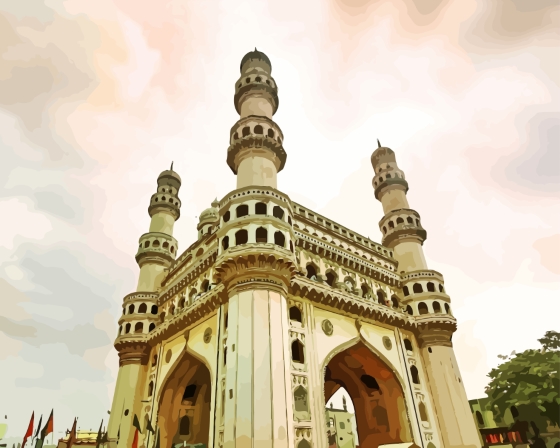 Finalize the Charminar in Hyderabad Paint by Numbers Artwork