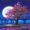 Pink Cherry Blossom Moonlight Paint By Numbers