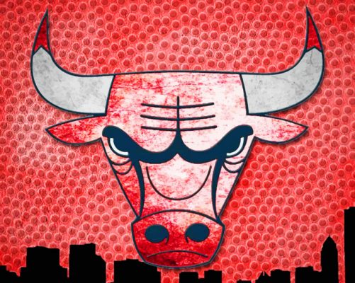 Finalize the Chicago Bulls Football Logo Paint By Numbers artwork