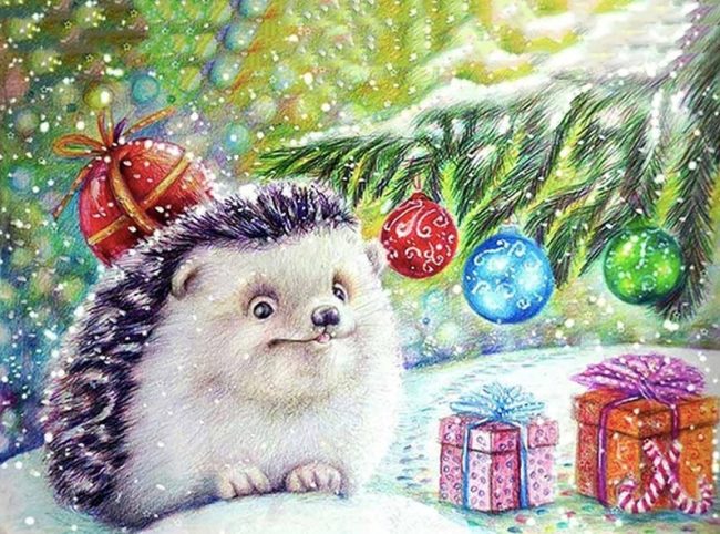 Festive Hedgehog Animals Paint By Numbers