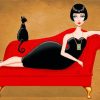 Elegant Woman and Black Cat Paint By Numbers