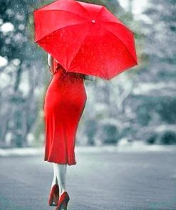 Red Umbrellas Classy Lady Paint By Numbers