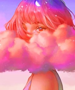 Pink Cloud Girl Art Paint By Numbers