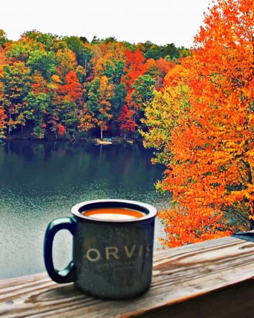 finalizing the Autumn Coffee Leaves Paint By Numbers artwork