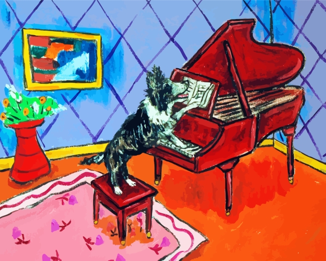 Finalizing Collie Dog Playing Piano artwork