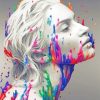 Colorful White Woman Splash Paint By Numbers