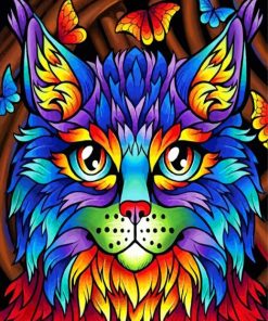 Colorful Cat and Butterfly Paint By Numbers