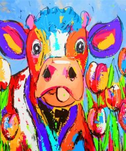 Colorful Cow Calf Paint By Numbers
