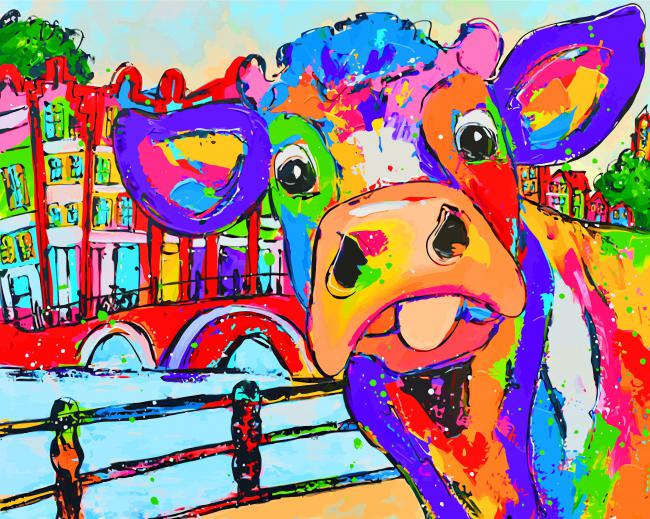 Finalize Colorful Cow Art Painting