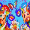 Colorful Cow and Butterfly Paint By Numbers