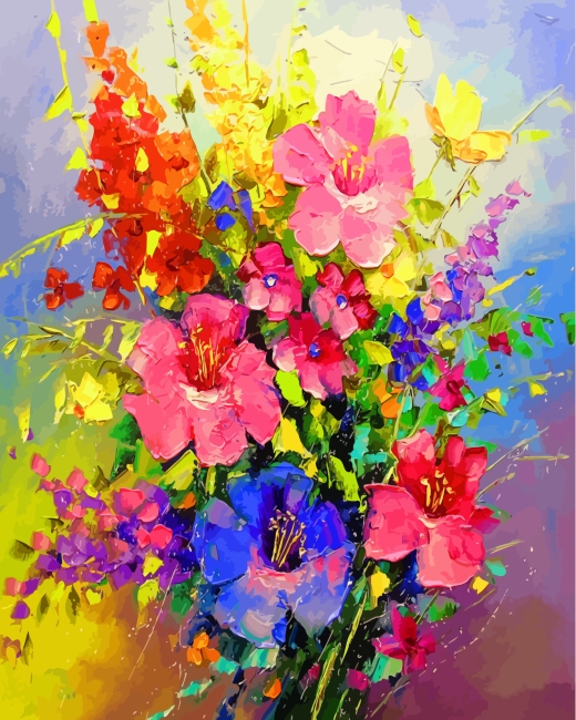 Finalizing Colorful Bouquet Flowers Paint By Numbers artwork