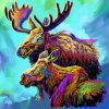 Moose and Calf Vibrant Paint By Numbers