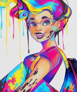 Colorful Splatter Girl Art Paint By Numbers