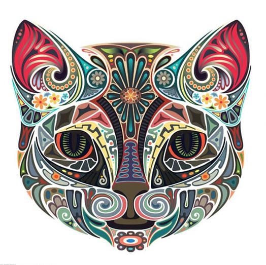 Finalizing Colorful Cat Mandala Paint By Numbers artwork